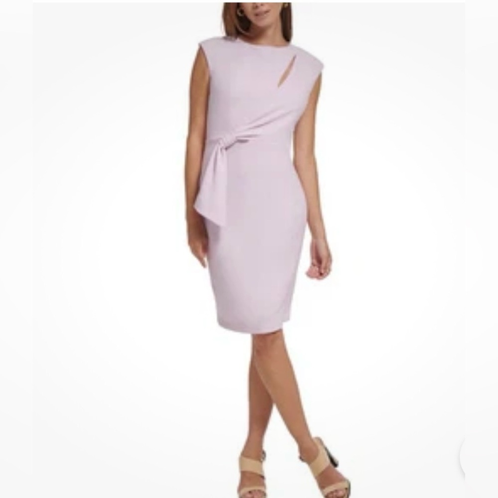 NWT Calvin Klein dress size 4 petite light pink‎ sheath dress with bow 🩷🩷 - Picture 9 of 10